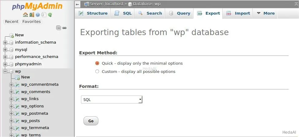 phpmyadmin_quick_export